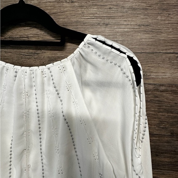 White House Black Market Cream White Off-the-Shoulder Bishop Sleeve Sundress - Picture 4 of 16